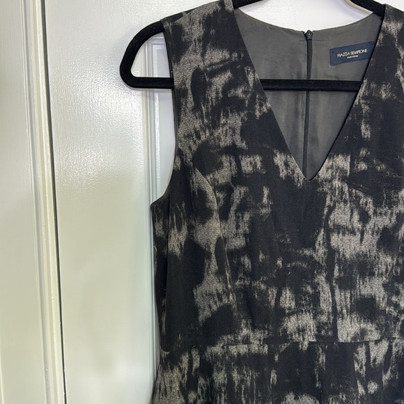 Piazza Sempione Black and Gray Sheath Midi Dress with V-neck for Work - Picture 3 of 7
